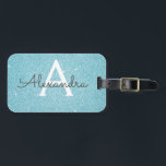 Étiquette À Bagage Nom Monogramme Paillettes Étincelantes Bleu Sarcel<br><div class="desc">Étiquette de Bagage Monogramme Paillettes Étincelantes Bleu Sarcelle Aqua Glacé. Cette étiquette de bagage est parfaite pour la rentrée scolaire, le travail ou les voyages. L'étiquette de bagage fait également un excellent cadeau pour les mariages, les anniversaires, les enterrements de vie de jeune fille, les lunes de miel ou pour...</div>