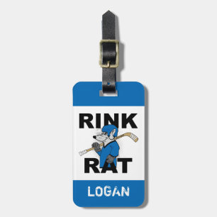 Étiquette À Bagage Nom Personnalisé Bleu Rink Rat Hockey