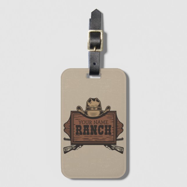Étiquette À Bagage NOM PERSONNALISÉ Canons Cowboy Connexion Western R (Devant Vertical)