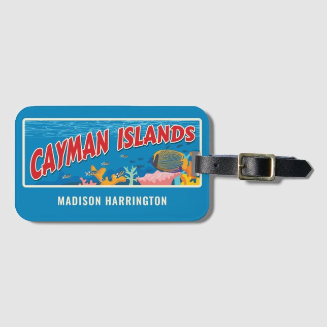 Étiquette À Bagage Nom personnalisé Cayman Islands (Devant Horizontal)
