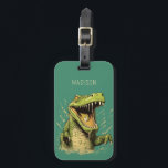 Étiquette À Bagage Nom personnalisé Crocodile<br><div class="desc">Remplacez le champ de texte par ce que vous voulez. À l'aide de l'outil d'édition,  vous pouvez modifier la police,  sa taille et sa couleur si vous le souhaitez. Voir mon magasin pour plus d'illustrations animales.</div>