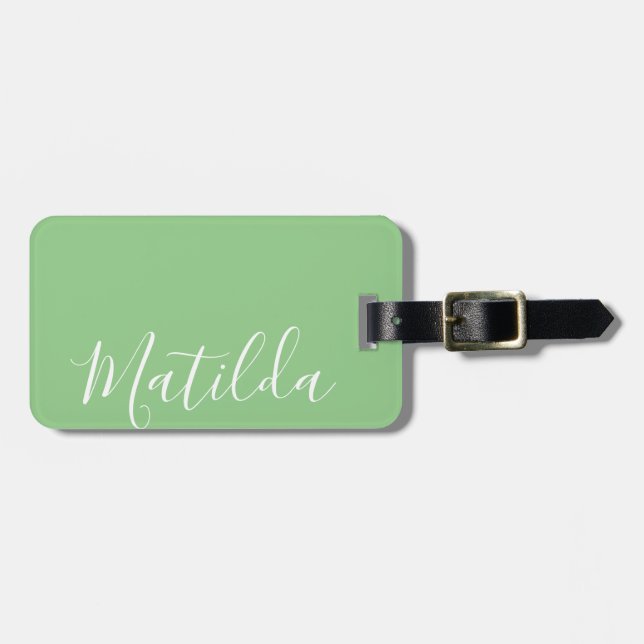 Étiquette À Bagage Nom personnalisé de couleur unie simple (Devant horizontal)