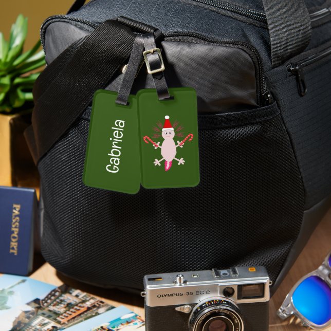 Étiquette À Bagage Nom personnalisé de l'axe de Noël (Recto & Verso)