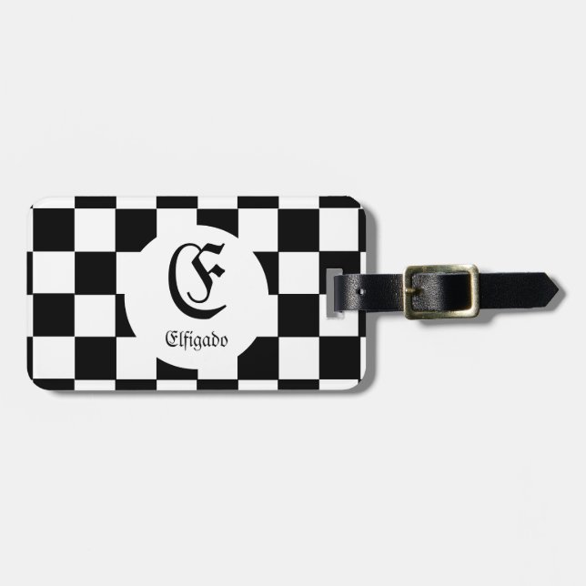 Étiquette À Bagage Nom personnalisé du club d'échecs initial (Devant horizontal)