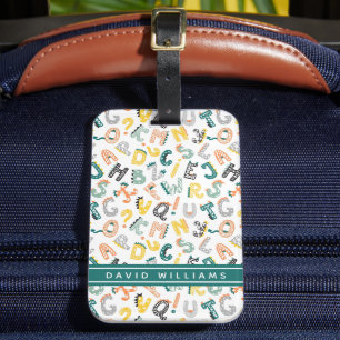 Étiquette À Bagage Nom personnalisé du Motif Alphabet Dinosaur Cute
