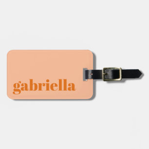 Étiquette À Bagage Nom personnalisé en typographie gras orange pêche 