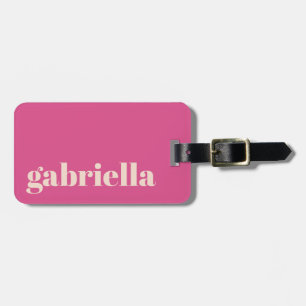 Étiquette À Bagage Nom personnalisé en typographie gras rose vif