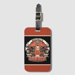 Étiquette À Bagage Nom personnalisé Garage moto moto pompe à gaz rétr