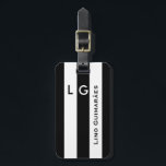 Étiquette À Bagage nom personnalisé&initiale rayures noires modernes<br><div class="desc">Design à rayures noires pour personnaliser</div>