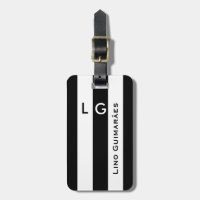 nom personnalisé&initiale rayures noires modernes