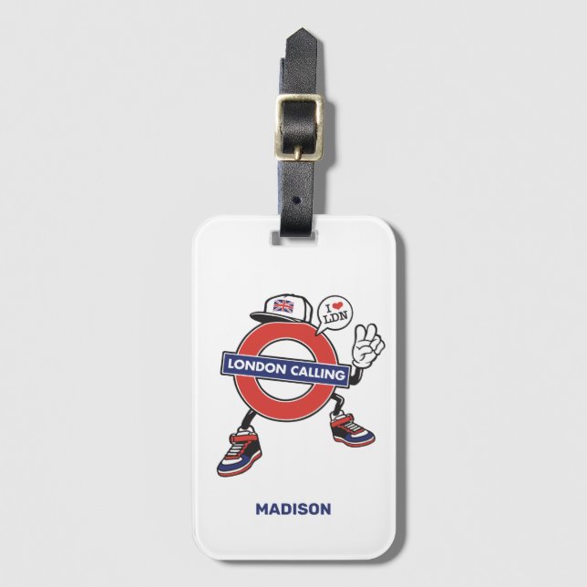 Étiquette À Bagage Nom personnalisé London Calling (Devant Vertical)