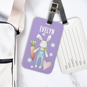 Étiquette À Bagage Nom personnalisé mignon lapin d'animal farci farci
