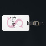 Étiquette À Bagage Nom personnalisé moderne Monogramme rose<br><div class="desc">Nom personnalisé moderne Monogramme rose</div>