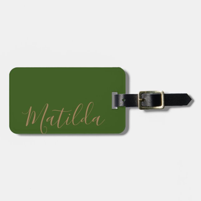 Étiquette À Bagage Nom personnalisé or couleur simple (Devant horizontal)