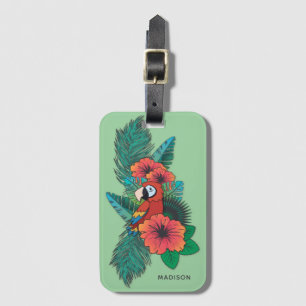 Étiquette À Bagage Nom personnalisé Perroquet tropical