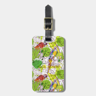 Étiquette À Bagage Nom personnalisé Perroquets tropicaux