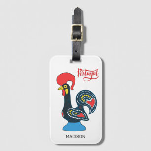 Étiquette À Bagage Nom personnalisé Portugais Rooster