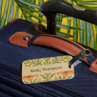 Étiquette À Bagage Nom personnalisé rétro floral Rustique William Mor