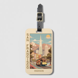Étiquette À Bagage Nom personnalisé Rétro San Francisco