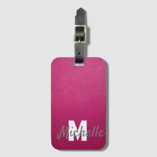 Étiquette À Bagage Nom personnalisé rose rose