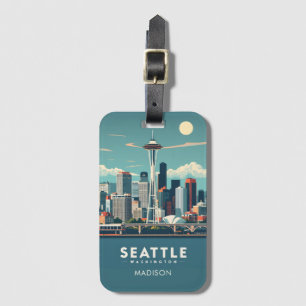 Étiquette À Bagage Nom personnalisé Seattle Washington
