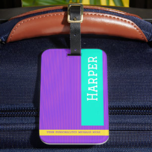 Étiquette À Bagage Nom personnalisé tendance violet