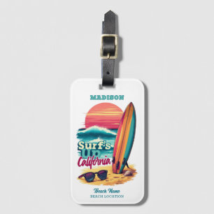 Étiquette À Bagage Nom personnalisé / Texte Californie Surf