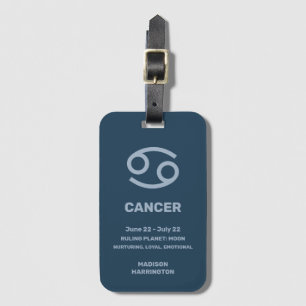 Étiquette À Bagage Nom personnalisé / Texte Signe du zodiaque Cancer