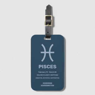 Étiquette À Bagage Nom personnalisé / Texte Zodiac Signes Poissons