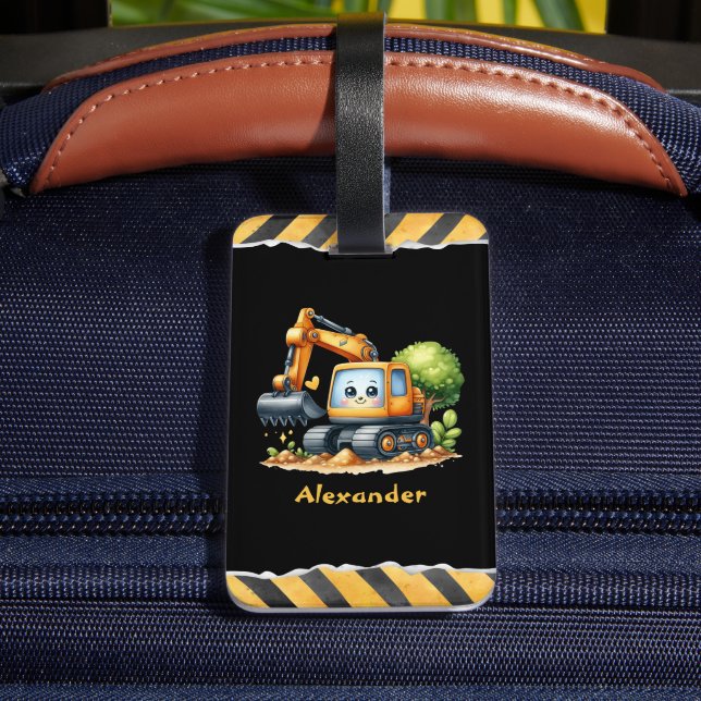 Étiquette À Bagage Nom personnalisé Véhicules de construction Baby Bo (Verso Insitu 4)