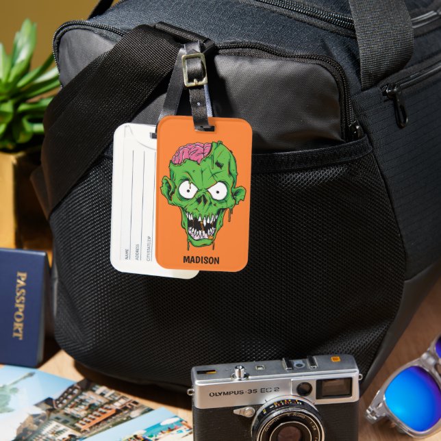 Étiquette À Bagage Nom personnalisé Zombie (Recto & Verso)