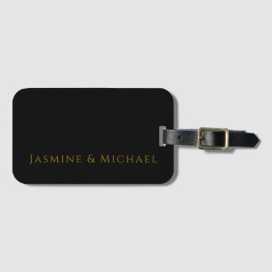 Étiquette À Bagage Nom propre minimaliste mignon noir et or