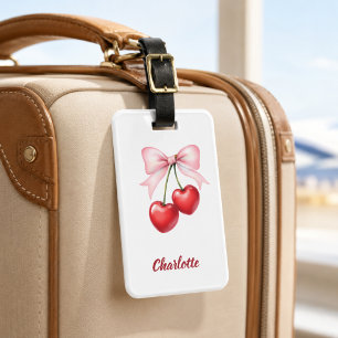 Étiquette À Bagage Nom rose arc cerise