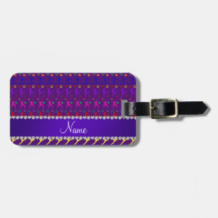 Étiquette À Bagage Nom violet arc-en-ciel gymnastique coeurs étoiles