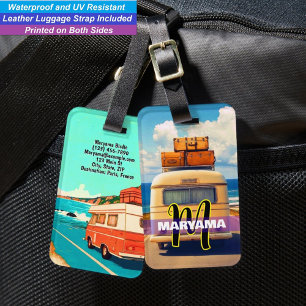 Étiquette À Bagage Nom Voyageur Automobile Initiale de monogramme p