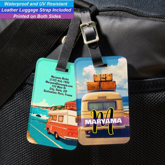 Étiquette À Bagage Nom Voyageur Automobile | Initiale de monogramme p (Personalized car Road Trip Tag
)