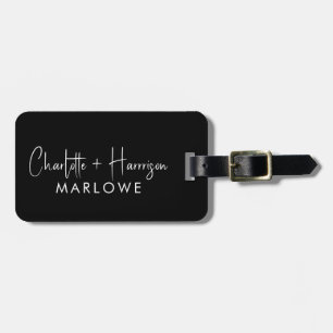 Étiquette À Bagage Noms de monogramme manuscrits en blanc sur fond no