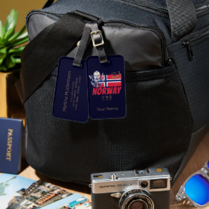 Étiquette À Bagage Norvège Vive Drapeau Vintage Et Souvenir De Navire