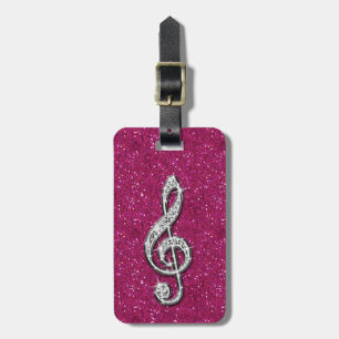 Étiquette À Bagage Note de Musique Diamantée Pailletée Brillante Impr