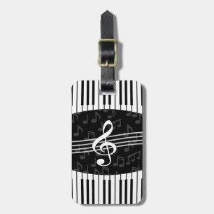Étiquette À Bagage Notes de musique élégante Clé de fer et touches de