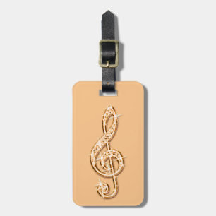 Étiquette À Bagage Notes de musique étincelantes orange