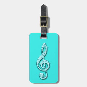 Étiquette À Bagage Notes de musique scintillantes sarcelle