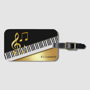Étiquette À Bagage Notes de Musique, Touches de Piano Élégantes Moder