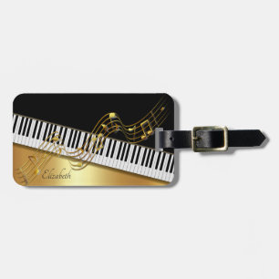 Étiquette À Bagage Notes d'or élégantes, Touches de piano - Personnal