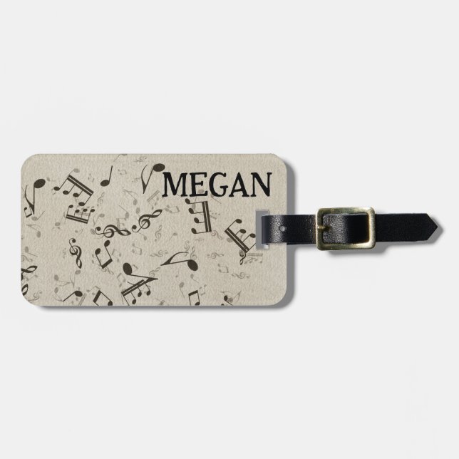 Étiquette À Bagage Notes musicales personnalisées blanches mélangées  (Devant horizontal)