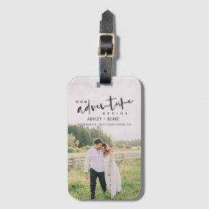 Étiquette À Bagage Notre aventure commence Script Photo Enregistrer l