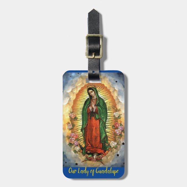Étiquette À Bagage Notre Dame de Guadalupe personnalise les détails (Devant Vertical)