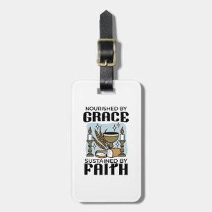 Étiquette À Bagage Nourri par la Grâce, Soutenu par la Foi Design