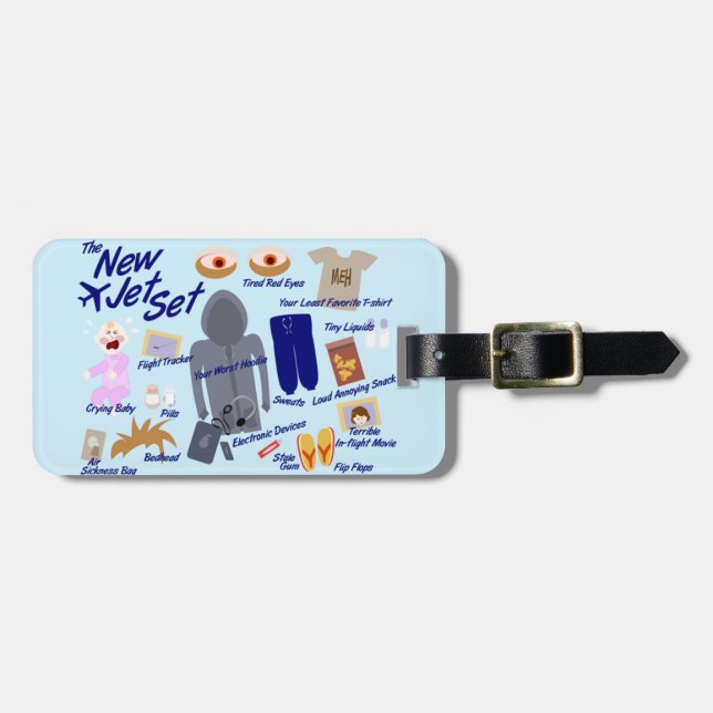 Étiquette À Bagage Nouveau Jet Set Funny Air Travel Cartoon (Devant horizontal)