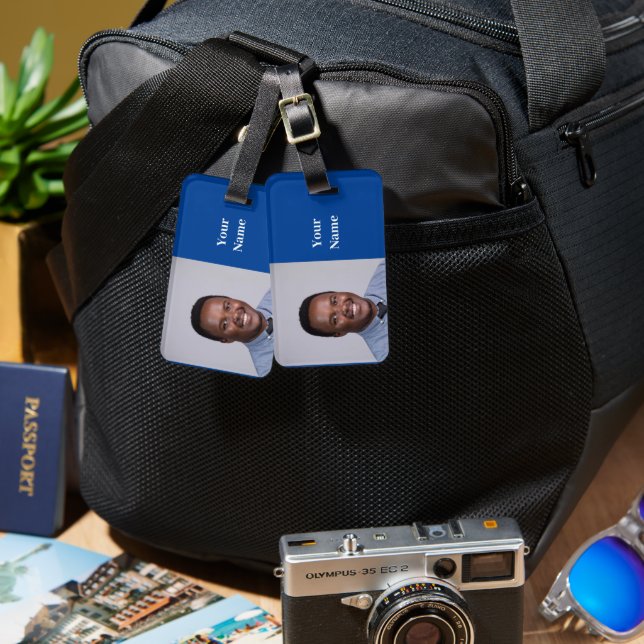Étiquette À Bagage NOUVEAUTÉ ! Balise de bagage - Recto double - Bleu (Recto & Verso)